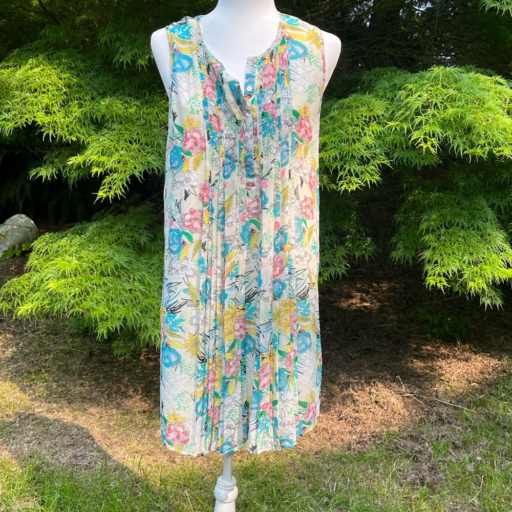 EUC DR2 WATERCOLOR FLORAL CHIFFON DRESS